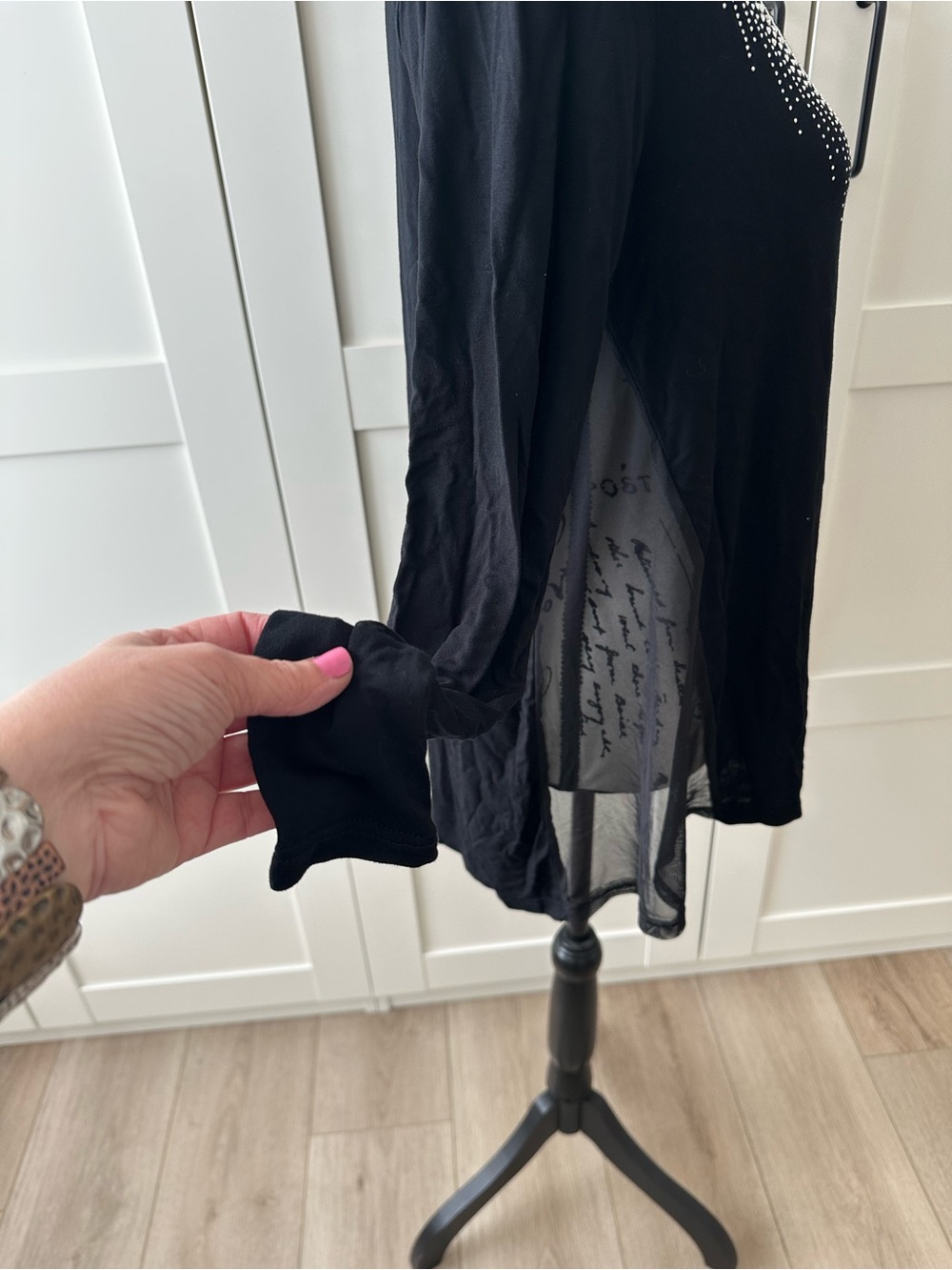 VOCAL -SEXY Black Top with SHEER SIDE PANELS. Fits Like a LARGE. - Picture 5 of 12